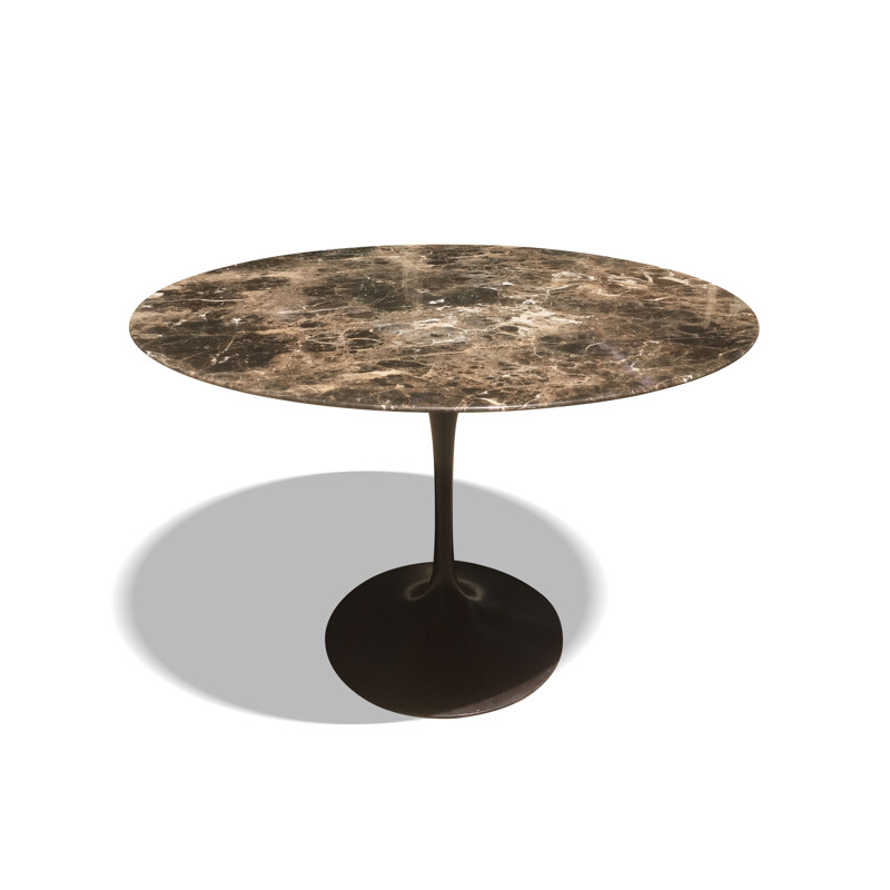 Vintage dining table in brown emparador marble by Eero Saarinen - 1990s