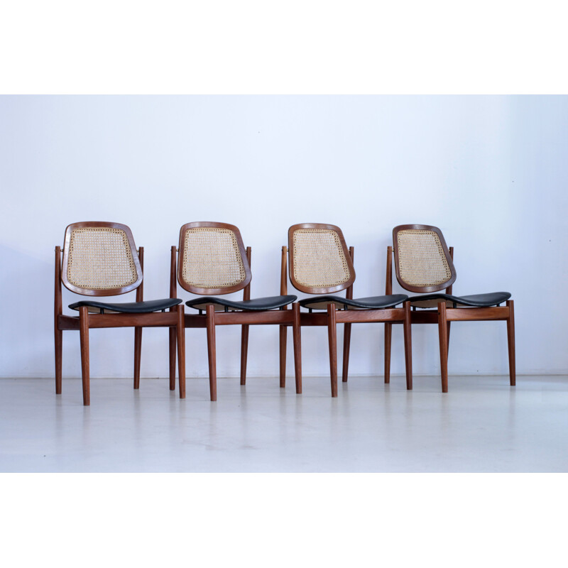 Vintage set of 4 teak chairs by Arne Vodder for France & Son - 1960s