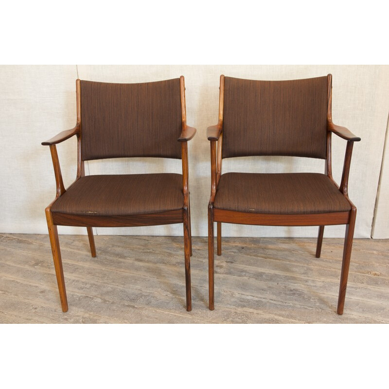 Pair of chairs in rosewood and fabric, Johannes ANDERSEN - 1960s