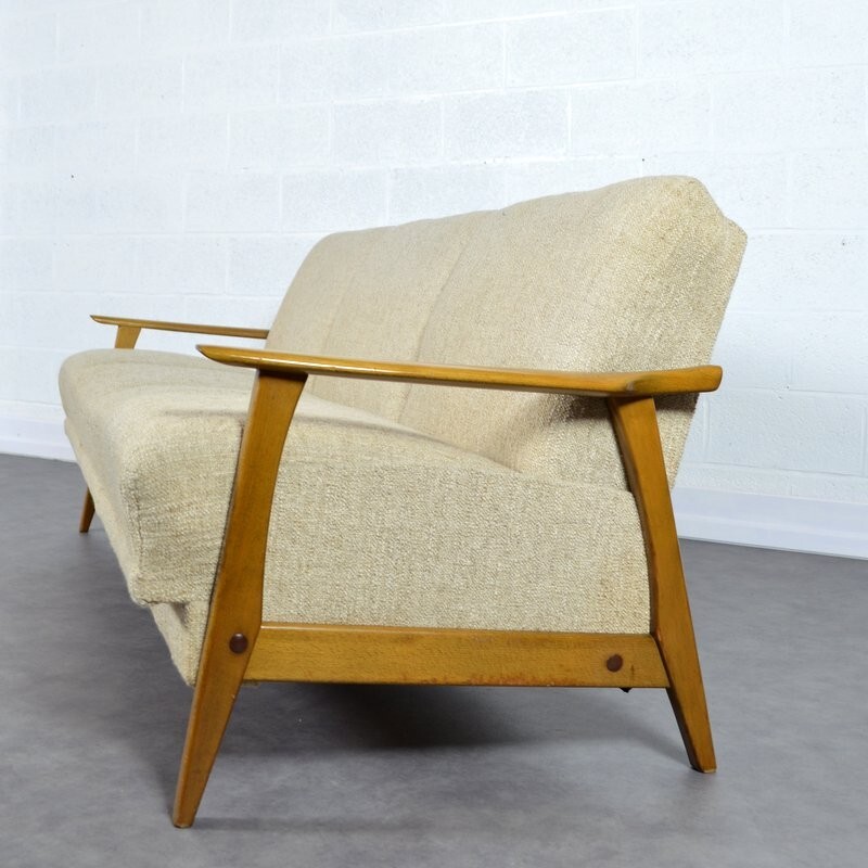 Vintage Scandinavian ecru wool canvas daybed - 1960s