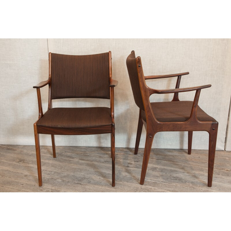 Pair of chairs in rosewood and fabric, Johannes ANDERSEN - 1960s