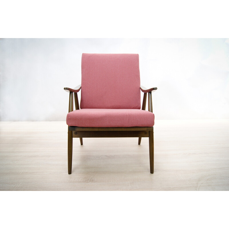 Vintage pair of pink armchairs by TON, Czechoslovakian - 1960s