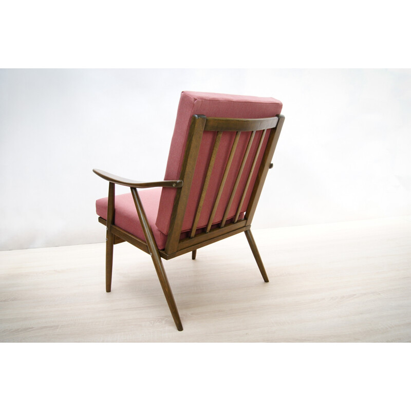 Vintage pair of pink armchairs by TON, Czechoslovakian - 1960s