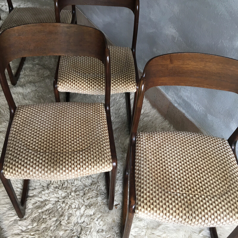 Set of 4 vintage "Sled" chairs for Baumann - 1970s