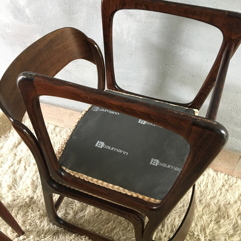 Set of 4 vintage "Sled" chairs for Baumann - 1970s