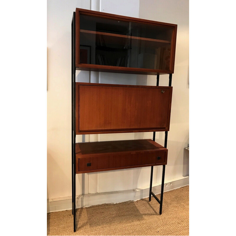 Vintage wall-mounted secretary in teak - 1960s