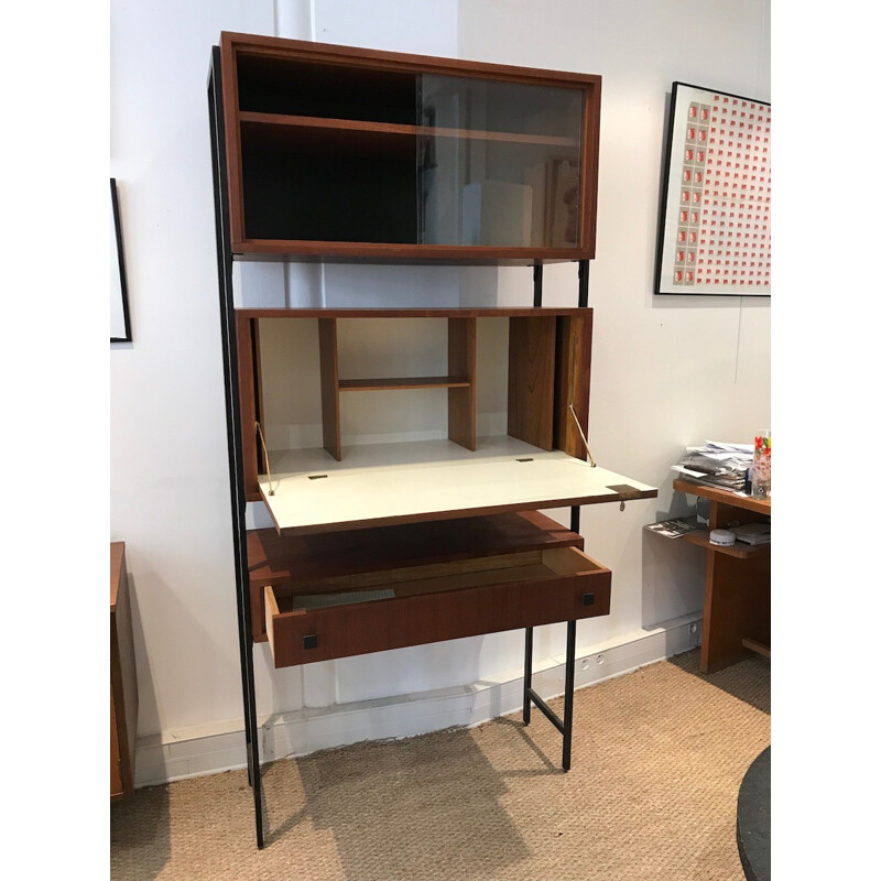 Vintage wall-mounted secretary in teak - 1960s