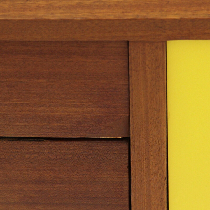 Vintage Italian sideboard in teak and yellow formica - 1960s