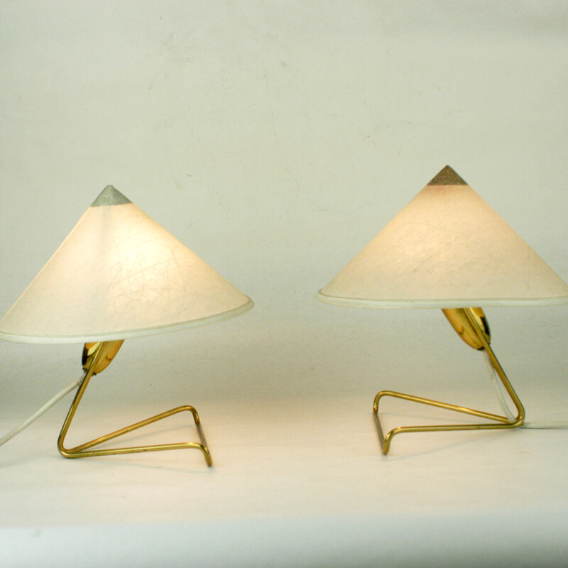 Set of 2 vintage wall lamps in brass for Rupert Nikoll - 1950s