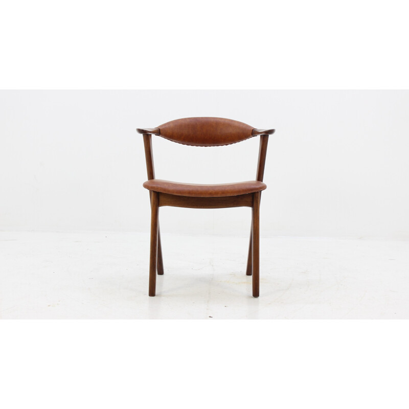 Vintage solid beech stained wooden armchair by Erik Kirkegaard Beech Armchairs for Høng Stolefabrik - 1960s