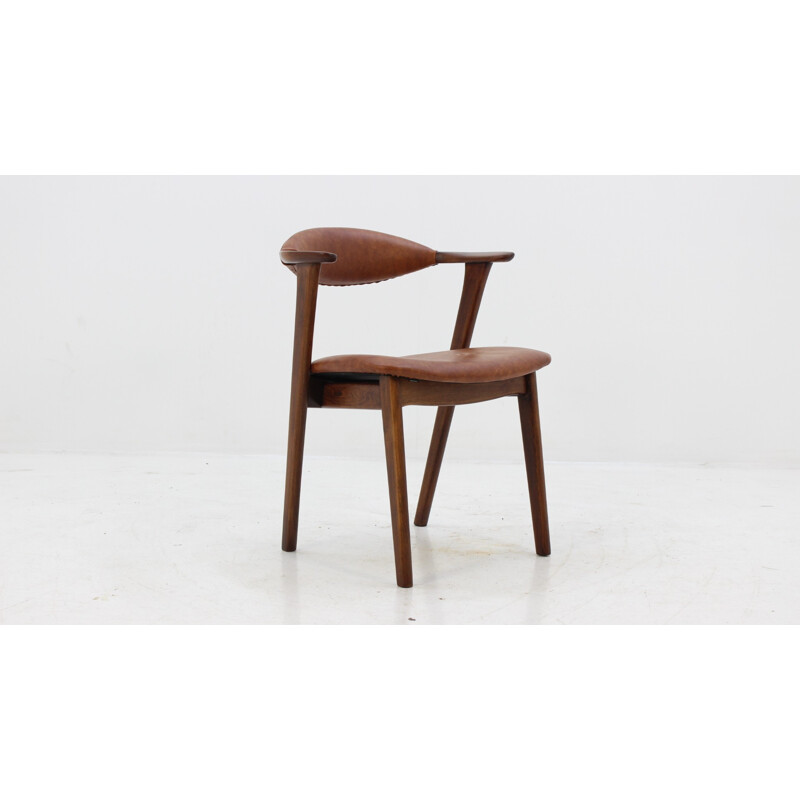 Vintage solid beech stained wooden armchair by Erik Kirkegaard Beech Armchairs for Høng Stolefabrik - 1960s