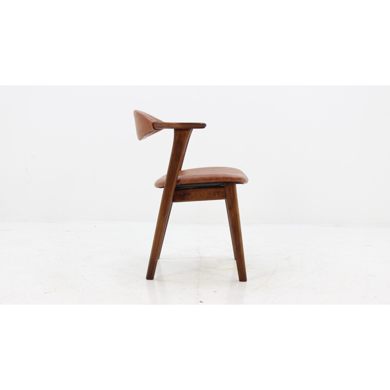 Vintage solid beech stained wooden armchair by Erik Kirkegaard Beech Armchairs for Høng Stolefabrik - 1960s