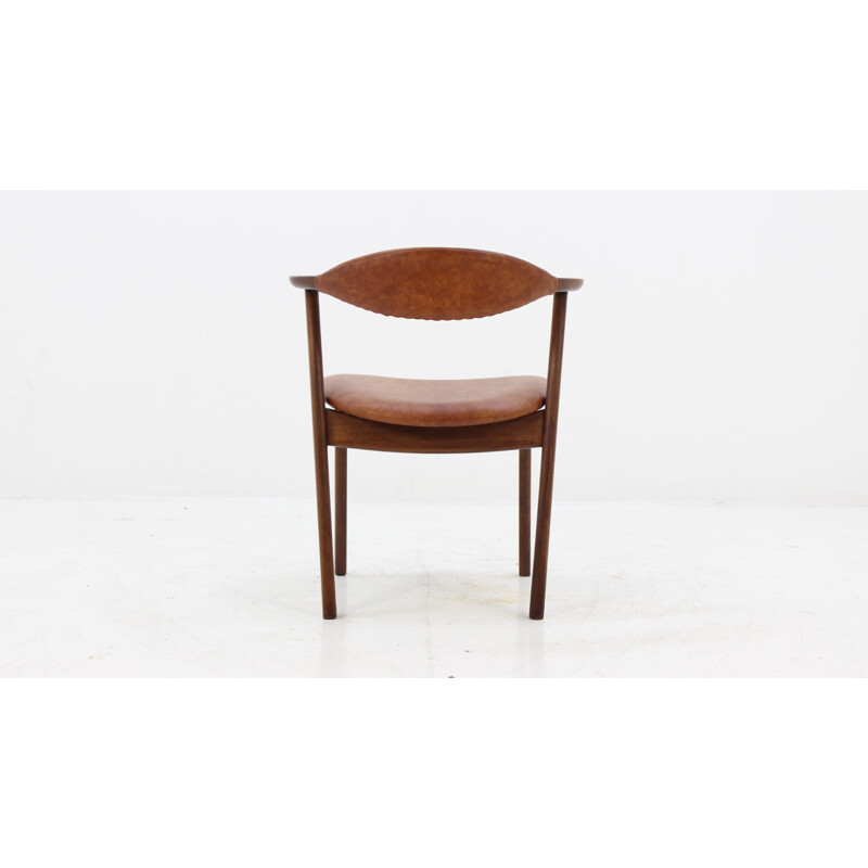 Vintage solid beech stained wooden armchair by Erik Kirkegaard Beech Armchairs for Høng Stolefabrik - 1960s