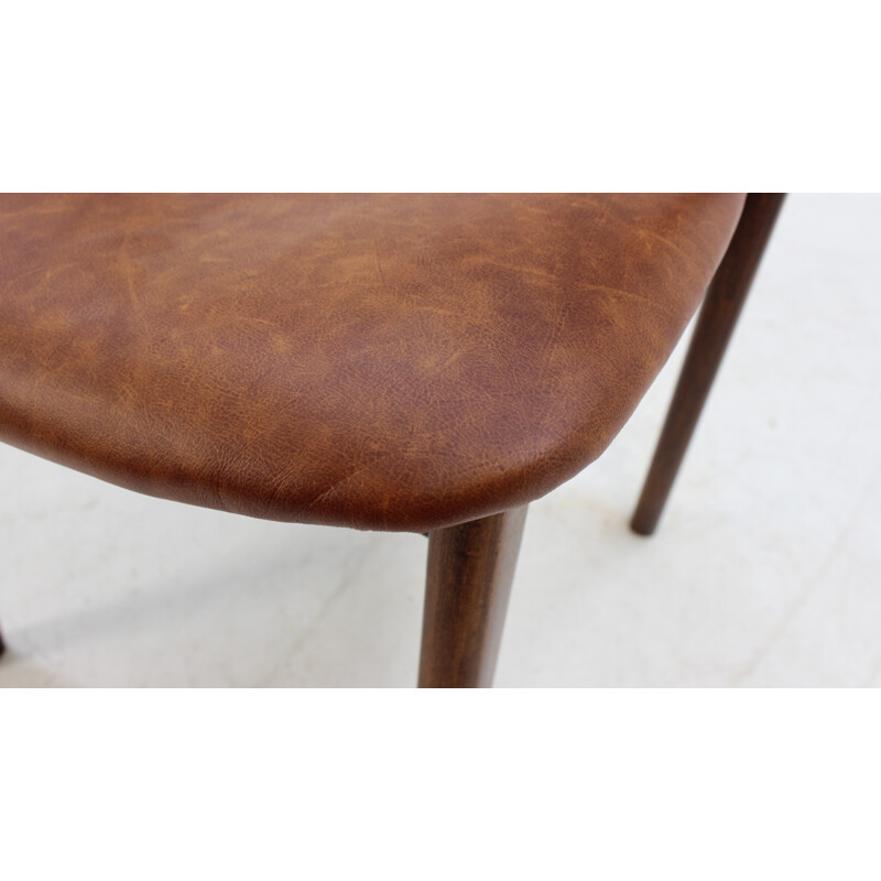 Vintage solid beech stained wooden armchair by Erik Kirkegaard Beech Armchairs for Høng Stolefabrik - 1960s