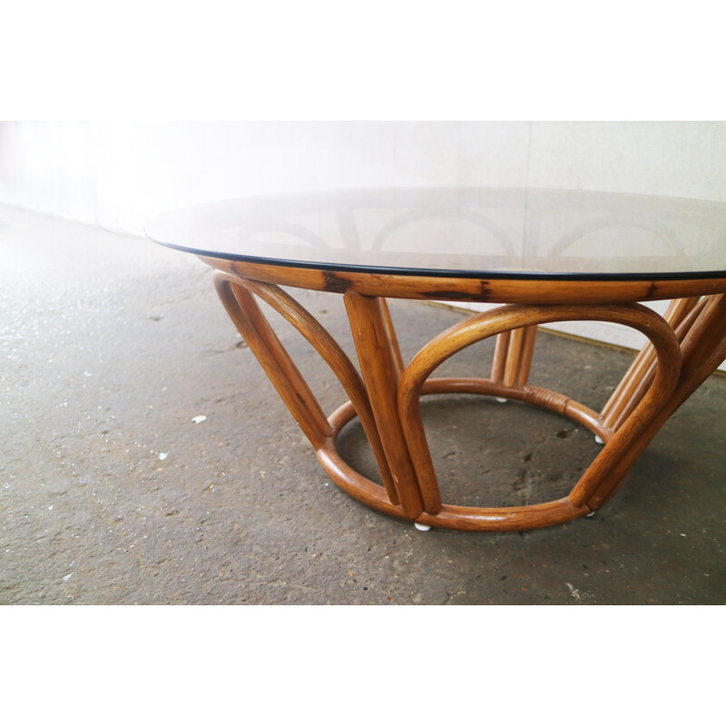 Vintage bamboo frame dining table - 1970s