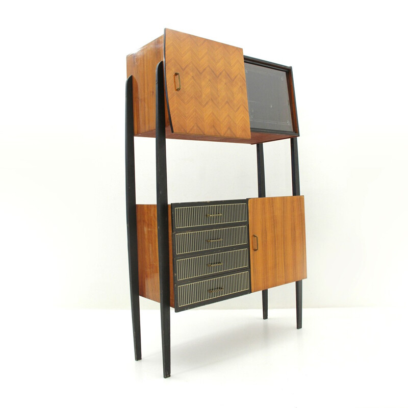Vintage wooden wall unit, Italy - 1950s