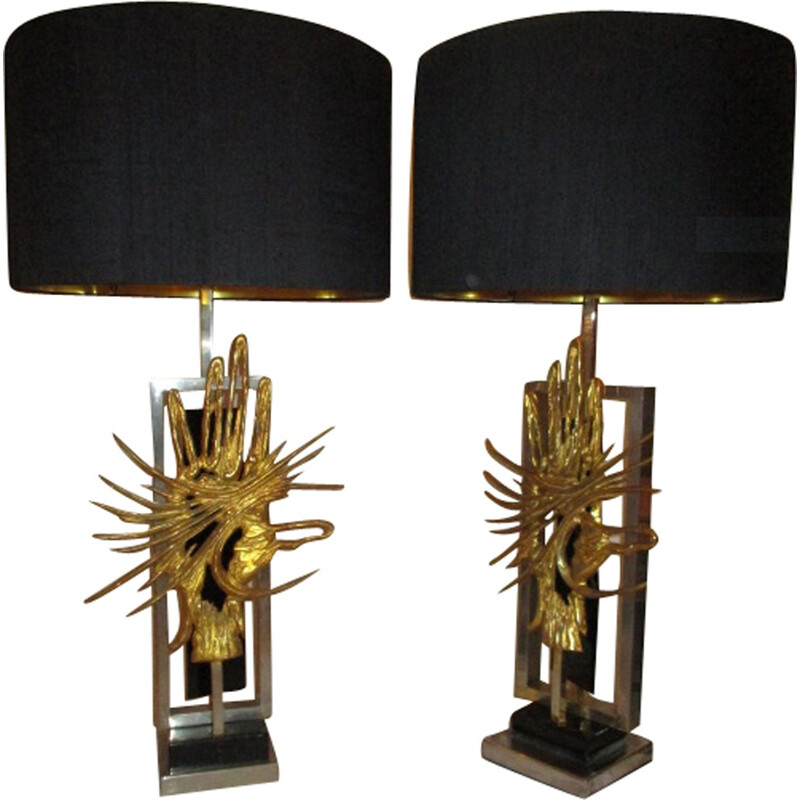 Set of 2 big lamps by Philippe Cheverny for Romeo - 1970s