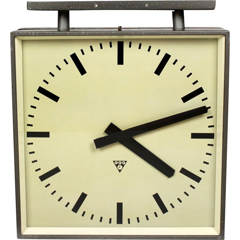 Large Double Sided Railway Clock from Pragotron - 1970s