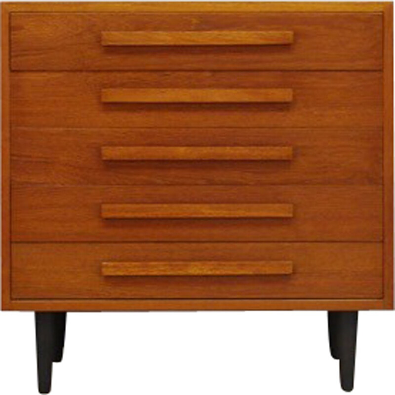 Vintage Danish teak chest of 5 drawers - 1960s