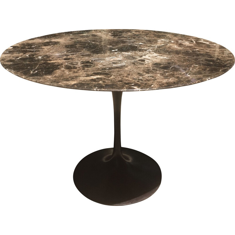 Vintage dining table in brown emparador marble by Eero Saarinen - 1990s