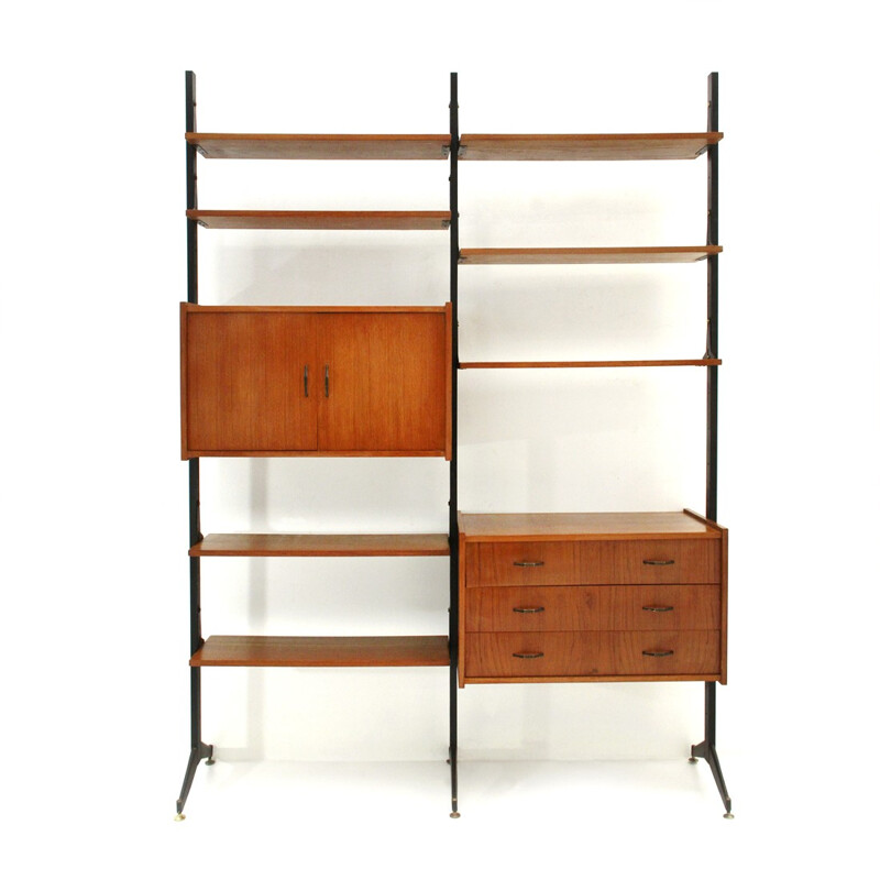 Italian vintage teak wall unit - 1950s