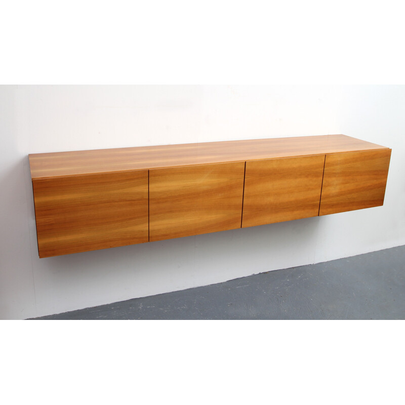 Vintage floating wall sideboard in walnut - 1960s