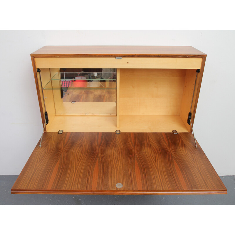 Vintage floating bar case in walnut - 1960s