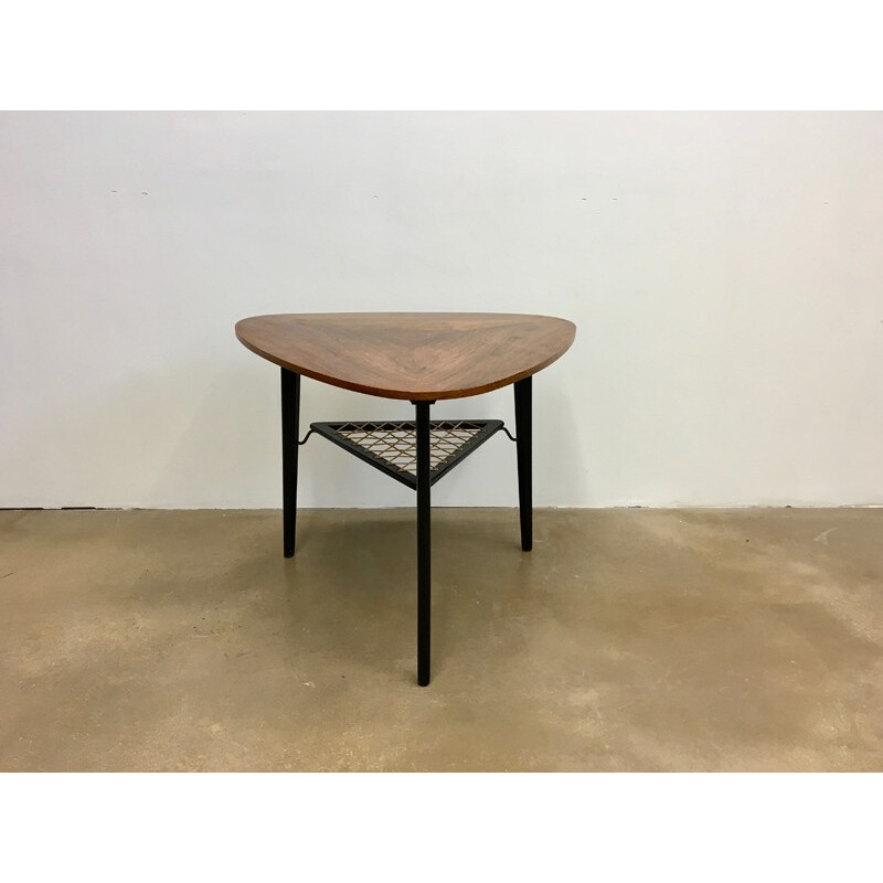 Vintage Danish Triangular Coffee Table in Rosewood with Rack - 1950s 