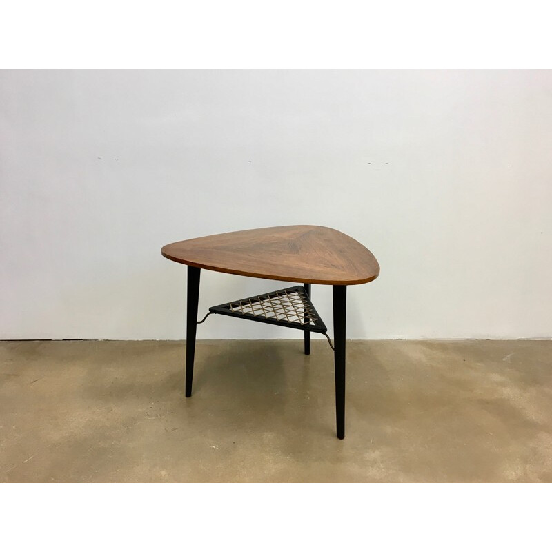 Vintage Danish Triangular Coffee Table in Rosewood with Rack - 1950s 