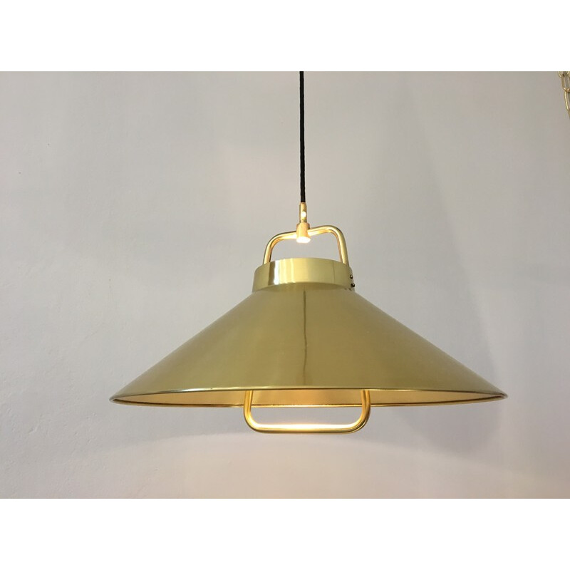 Vintage Danish Pendant Light in Brass by Fritz Schleger for Lyfa - 1960s