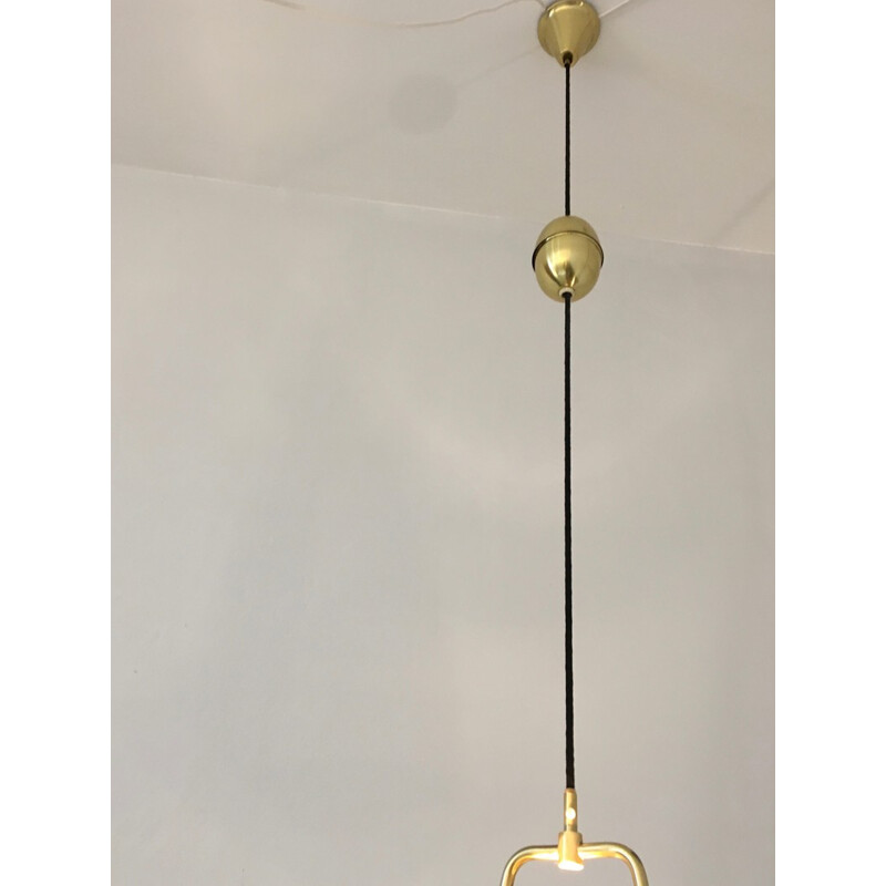 Vintage Danish Pendant Light in Brass by Fritz Schleger for Lyfa - 1960s