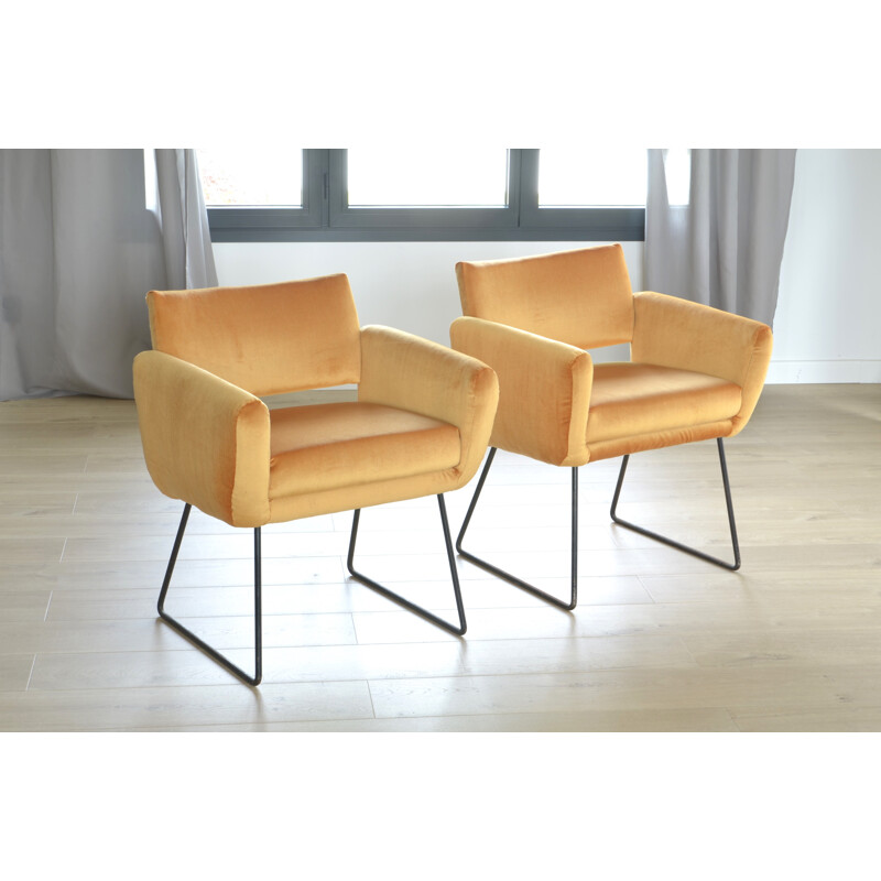 Vintage pair of armchairs "763" by Joseph André Motte for Steiner - 1950s