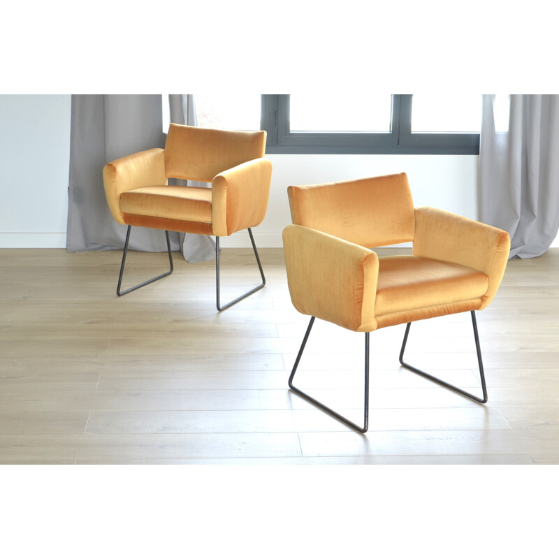 Vintage pair of armchairs "763" by Joseph André Motte for Steiner - 1950s