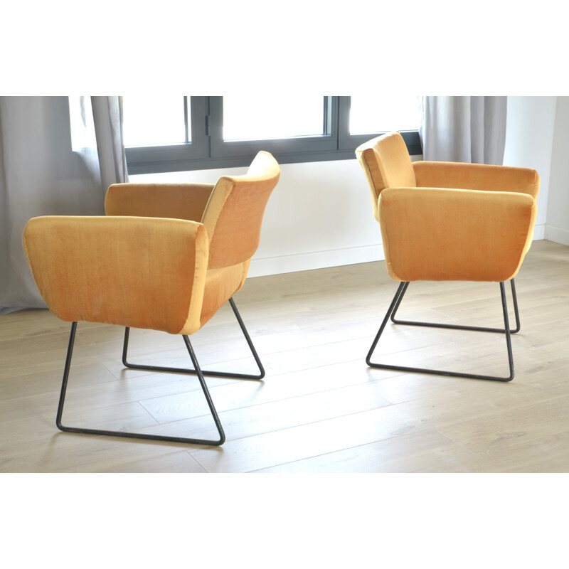 Vintage pair of armchairs "763" by Joseph André Motte for Steiner - 1950s