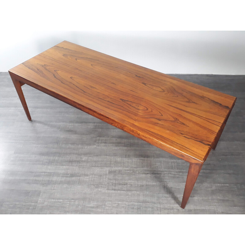 Vintage Scandinavian extendable coffee table in black formica and rosewood - 1960s