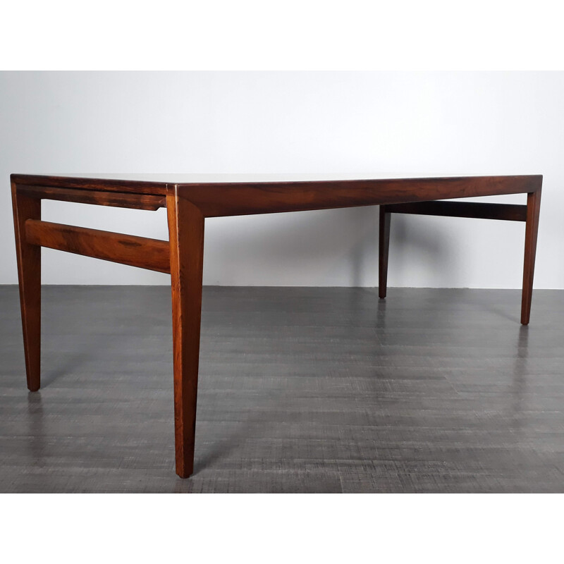 Vintage Scandinavian extendable coffee table in black formica and rosewood - 1960s