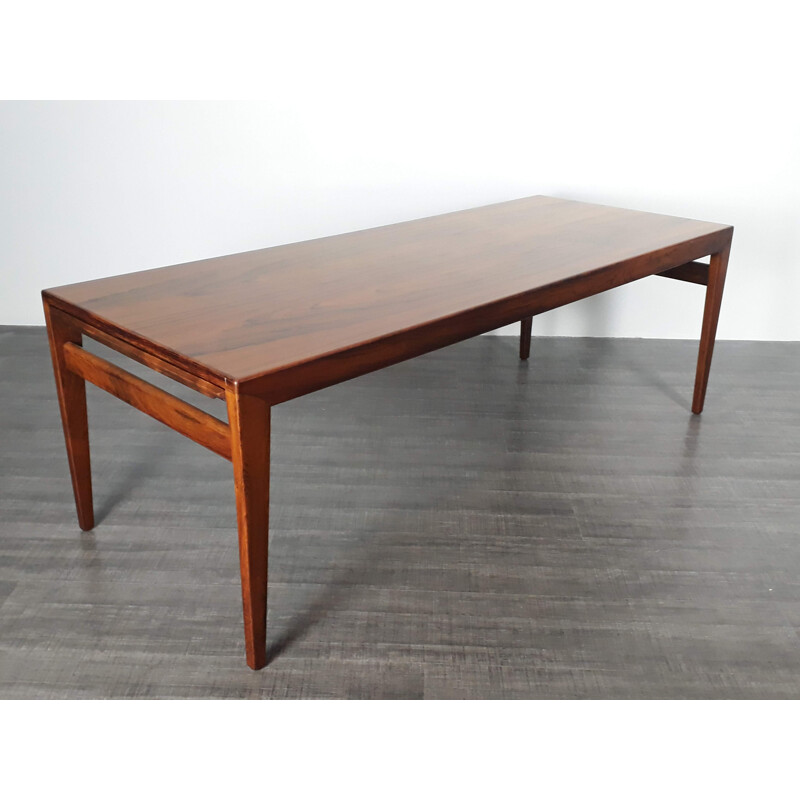 Table basse vintage extensible en formica noir et palissandre - 1960