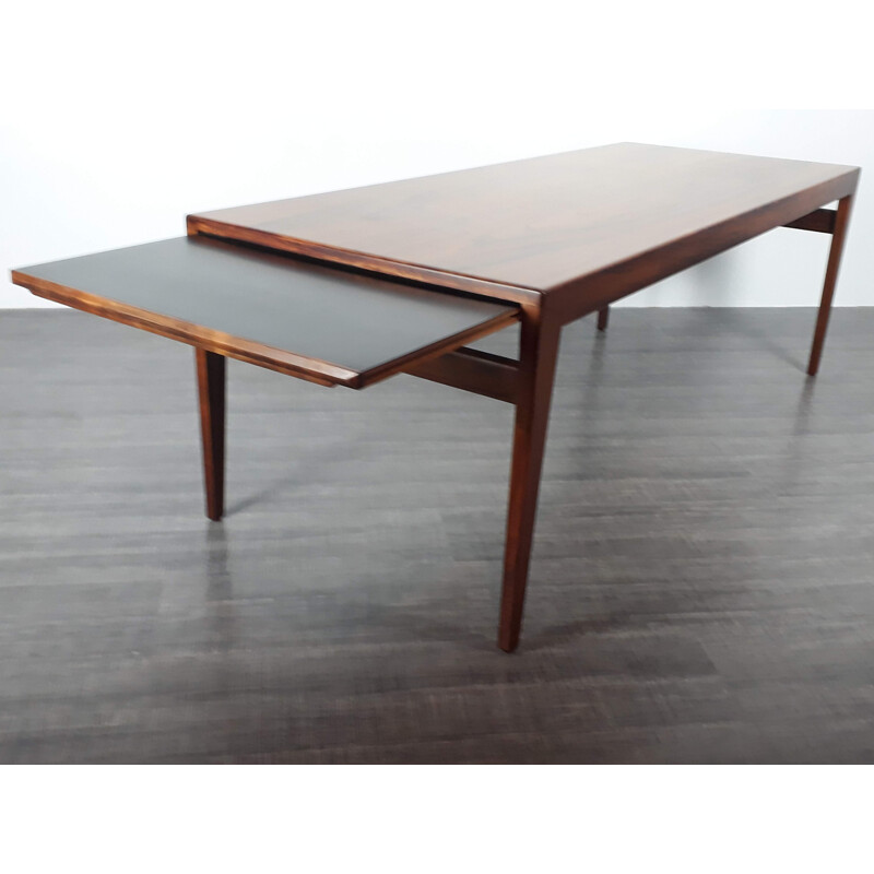 Vintage Scandinavian extendable coffee table in black formica and rosewood - 1960s