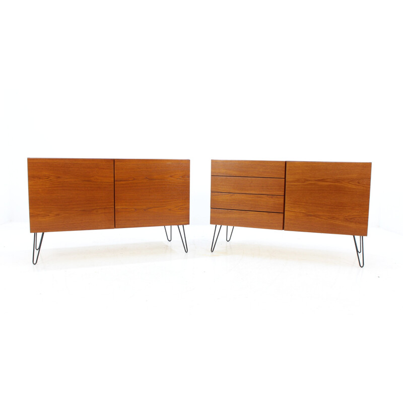 Vintage set of 2 teak upcycled sideboards by Ib Kofod-Larsen - 1960s