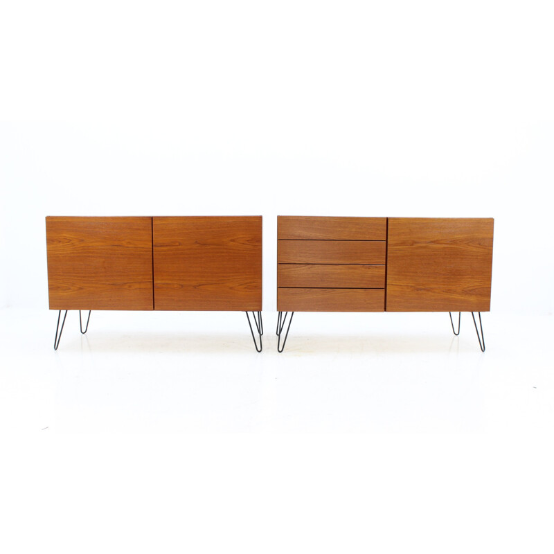 Vintage set of 2 teak upcycled sideboards by Ib Kofod-Larsen - 1960s