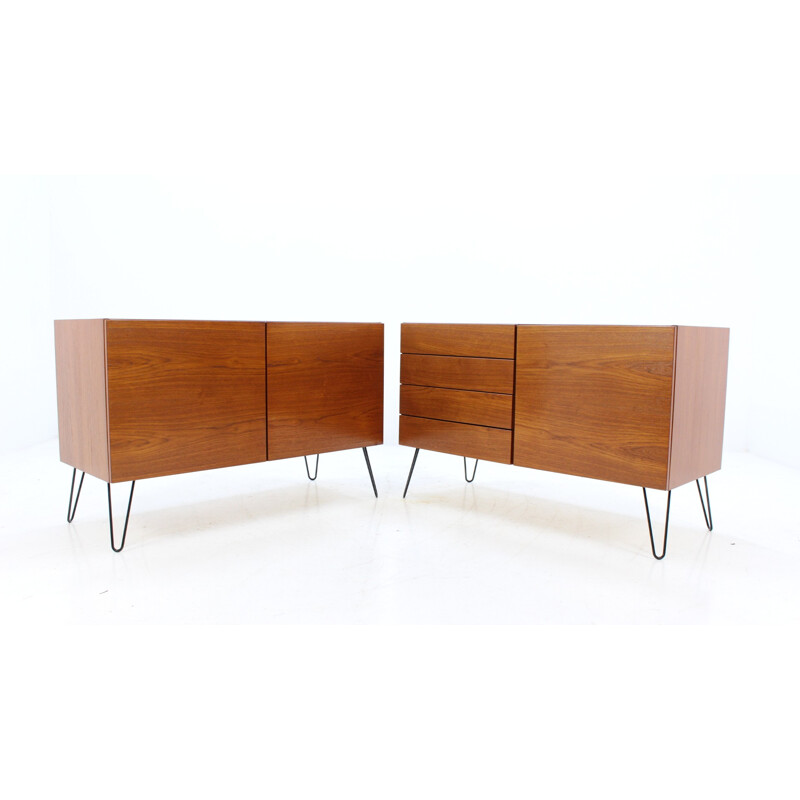 Vintage set of 2 teak upcycled sideboards by Ib Kofod-Larsen - 1960s