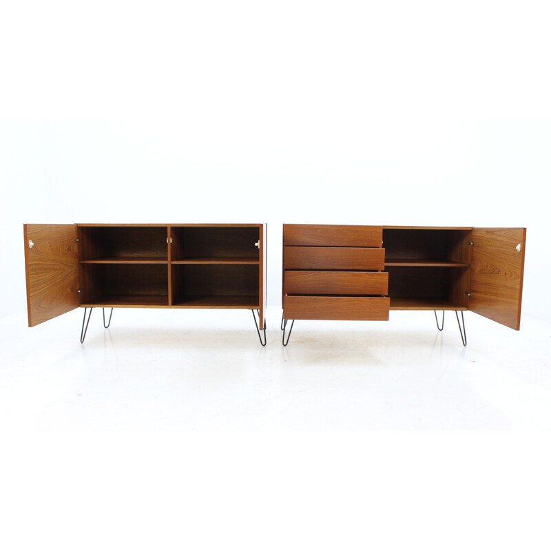 Vintage set of 2 teak upcycled sideboards by Ib Kofod-Larsen - 1960s