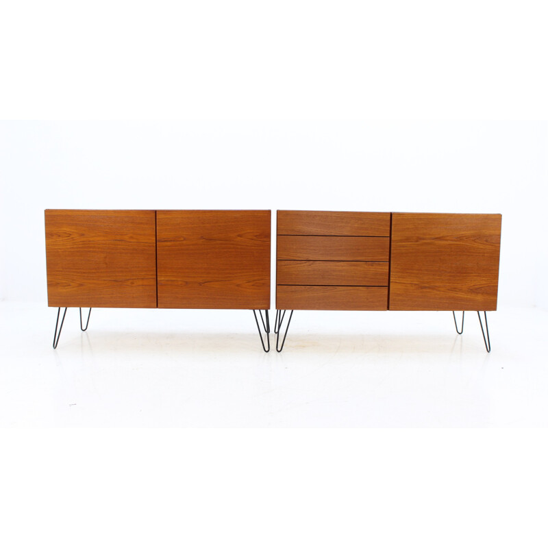 Vintage set of 2 teak upcycled sideboards by Ib Kofod-Larsen - 1960s