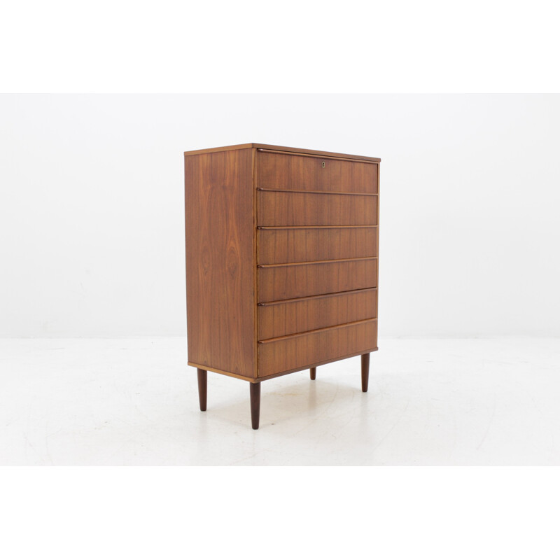 Vintage Danish teak chest of 6 drawers - 1960s