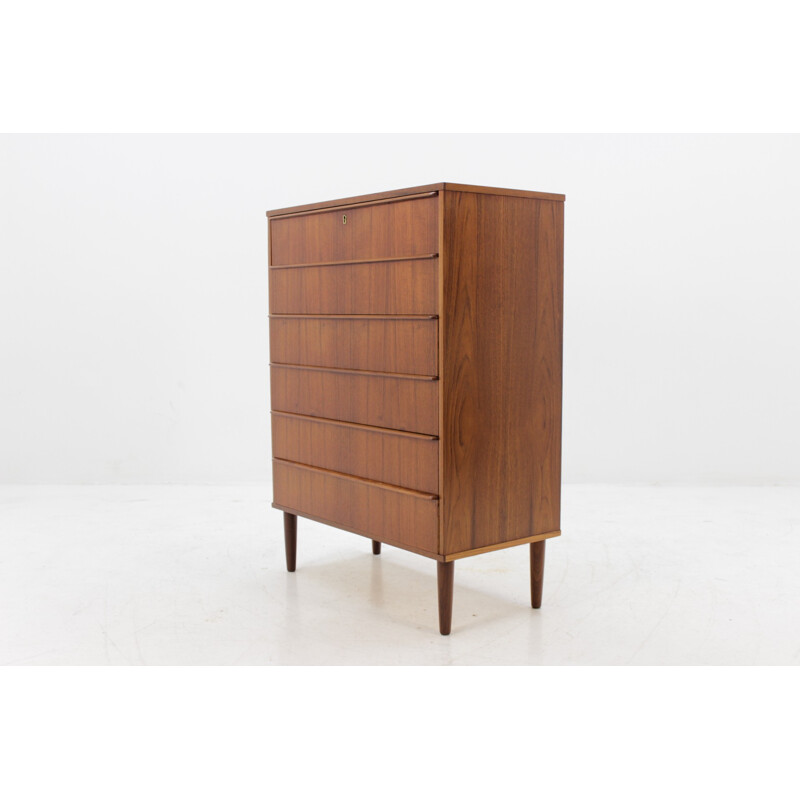 Vintage Danish teak chest of 6 drawers - 1960s