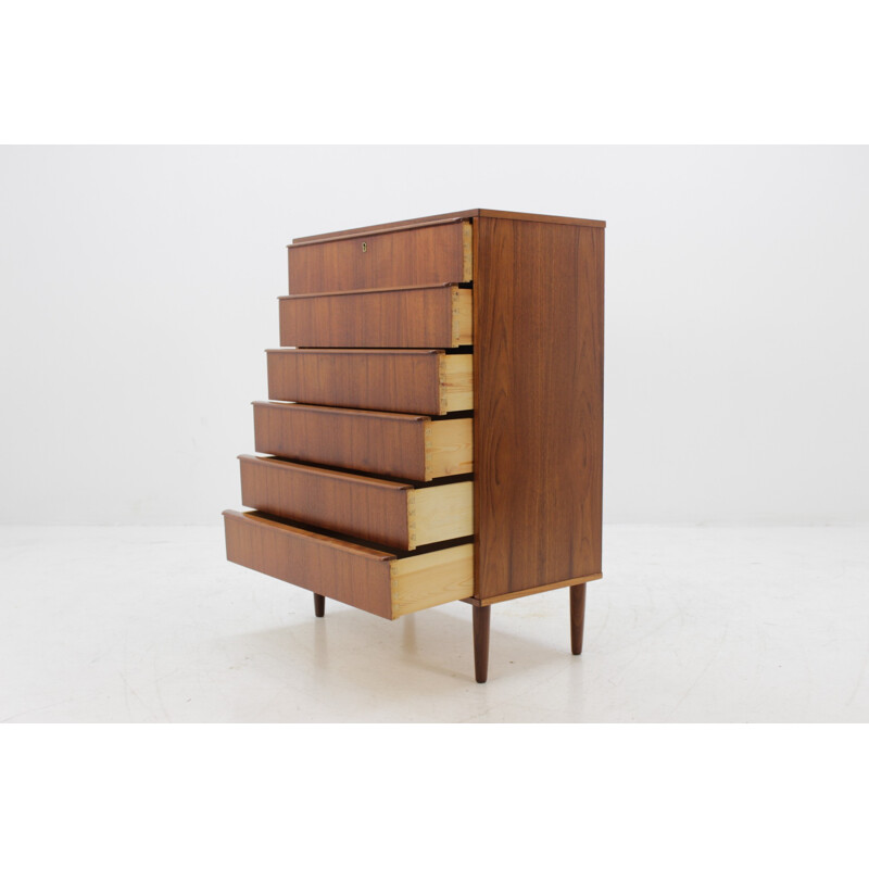 Vintage Danish teak chest of 6 drawers - 1960s