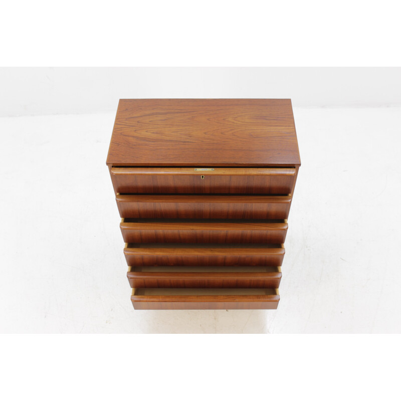 Vintage Danish teak chest of 6 drawers - 1960s