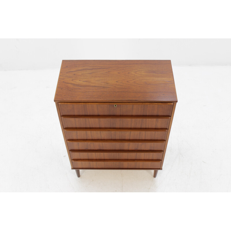 Vintage Danish teak chest of 6 drawers - 1960s