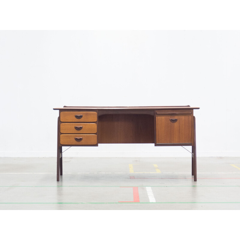 Vintage teak wood desk by Louis van Teeffelen for Wébé - 1950s