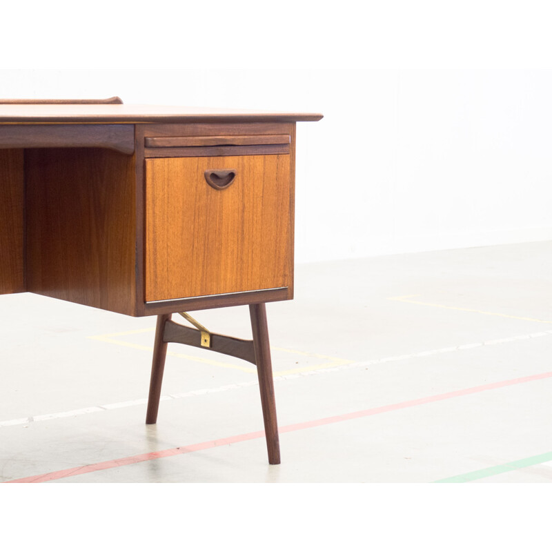 Vintage teak wood desk by Louis van Teeffelen for Wébé - 1950s